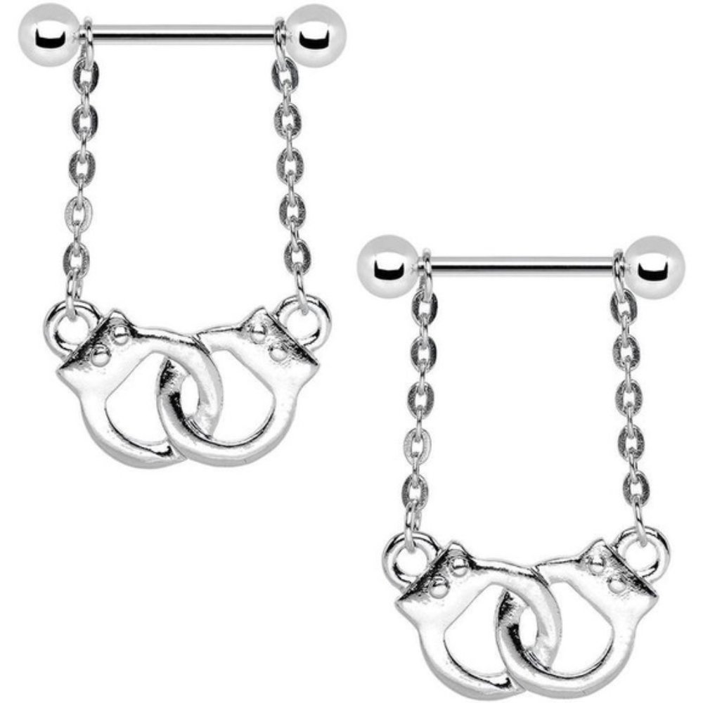Nipple Piercing ~ Per Pair ~ Law Enforcement Handcuff ~ Silver